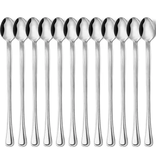 Produktbild: 12 Stück Latte Macchiato Löffel Set, Gifcomda 23cm Langer Griff Eislöffel Set, Rührlöffel aus Edelstahl mit langem Stiel, Dessertlöffel für Zuhause Restaurant Partei, Ideal für Getränke