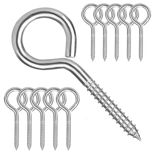 Produktbild: 12 Stück Ösenschraube M6 Ringschraube Edelstahl 304 Schraubösenhaken 80mm mit Gewinde Augenbolzen Ösen Schraubhaken