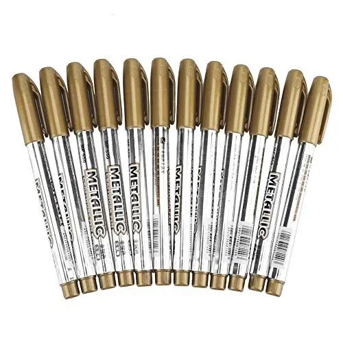 Produktbild: JTLB 12 Stück Permanentmarker, Markierungsstift mit Ergonomischem Design Heimwerkerarbeiten, Schreiben und Zeichnen auf Papier, Holz, Textilien, Kunststoff, Keramik (Gold)