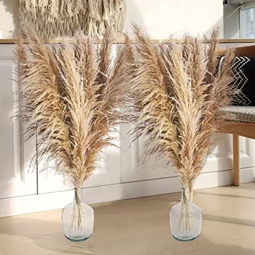 Produktbild: 12 Stück Real Pampasgras Trockenblumen Deko, 120CM Groß Pampasgras Getrocknet Blumenstrauß, Pampas Grass XXL für Bodenvase, Schilfblume Flauschige Pampas Deko für Hochzeit Boho Deko Heim Wohnzimmer