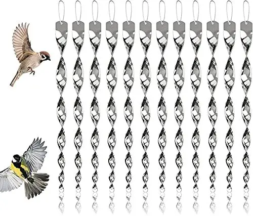 Produktbild: 12 Stück Reflektierende Windspirale Vogelschreck, Silber Reflektierende Vogelschreck, Windspirale Vogelabwehr Reflektierende für Dekoration Ideal für Haus & Garten