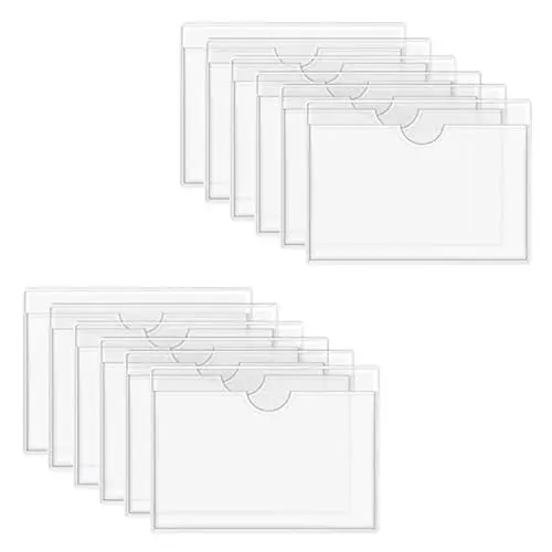 Produktbild: 12 Stück Selbstklebend Visitenkarten Taschen,Etikettenhalter Selbstklebend, Transparent Scheckkartenhülle, zum Schutz Ihrer Karten oder Fotos - 10 x 15cm