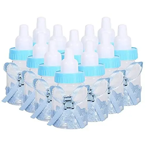 Produktbild: HBYMYDA Stück Süßigkeiten Flasche, Baby Geschenk Candy, Taufe Box Deko für Babydusche Party Geschenkpaket Rosa 9X4CM (Blau)