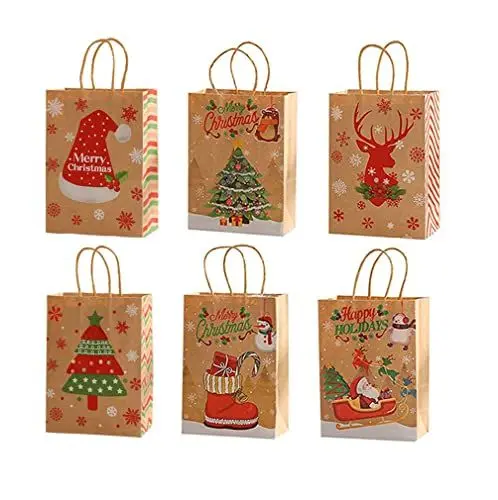 Produktbild: 12 Stück Weihnachtspapiertüten, GeschenktütenWeihnachten,Geschenktaschen Weihnachten,Papiertüten,Papier Weihnachtstaschen,für Weihnachten