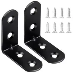 Produktbild: 12 Stück Winkelverbinder Schwarz 40×40×16mm, Jeboler Kleine Winkel Kohlenstoffstahl Metallwinkel 90 Grad Stuhlwinkel Mit 48 Stück Schraube, Winkel Stütze für Holz Möbel Tabelle