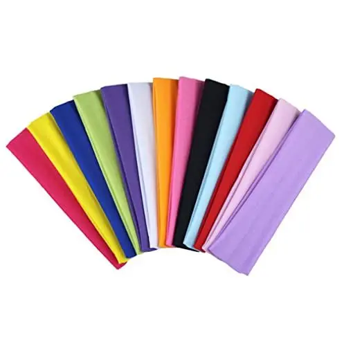 Produktbild: 12 Stück Yoga Stirnband,Sport Stirnband für Damen und Herren,Schweißbänder Haarband,Elastisches Haarband,für Laufübungen Fitness