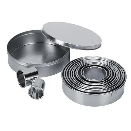 Produktbild: 12 Tragbare Keksformen aus Edelstahl, Verschiedene Größen für Backdekoration, Ergonomisches Design, Leicht zu Entformen und zu Waschen, Ideal für Haushalt, Bäckerei Usw (12PCS)
