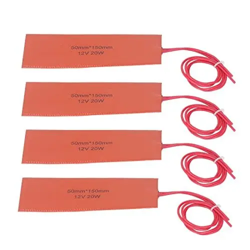 Produktbild: 12 V 20 W Silikon-Heizkissen, Silikon-Heizdecke, 4 Stück, Silikon-Gummi-Heizkissen, Flexible Heizmatte, Silikon-Gummi-Heizkissen für Industrieanlagen, Motorheizungen und Zubehör