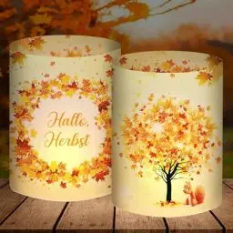 Produktbild: 12 Windlicht Tischdeko Herbst, Herbstdeko Innen Modern, Herbstblätter Deko, Herbst Dekoration Aesthetic, Fall Decor Tisch, Autumn Decor Set, Geeignet für Teelichter oder Kerzen