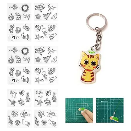 Produktbild: 12 teilige Schrumpffolie 7,8 x 5,6 Zoll wärmeschrumpfbare DIY Folie Ideal für DIY Anhänger, Ohrringe, Armband, Schlüsselring, Dekoration