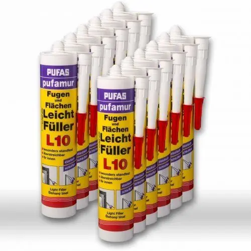 Produktbild: 12 x Pufas Pufamur Fugen und Flächen Leichtfüller L10 310ml Weiß