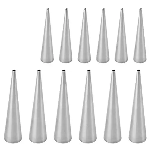 Produktbild: 12 x Sahnehorn-Form aus Edelstahl, für Sahne, Gebäck, Waffel, , Rolle, Horn, Croissant-Formen für Zuhause, Bäckerei
