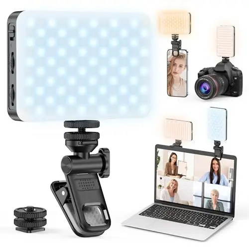 Produktbild: 120 LED Selfie Licht, 3 Lichtmodi Handy Selfie Licht mit Clip, Tragbares Beauty Licht für Handy, Kamera Licht Eingebauten Akkus & Kompakt für Mobiltelefon, Zoom Treffen, Video Anrufe, Laptop, YouTube