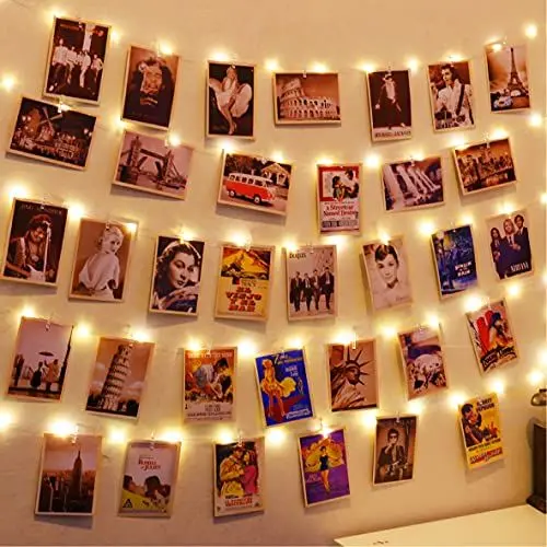 Produktbild: 120 LEDs Fotoclips Lichterkette, Warmweiß 40ft Lichterkette mit 52 Klammern und 12 Haken an der Wand, Timer 8 Modi USB Batteriebetrieben Foto Lichterkette für Bilder,Zimmer, Weihnachten, Hochzeiten