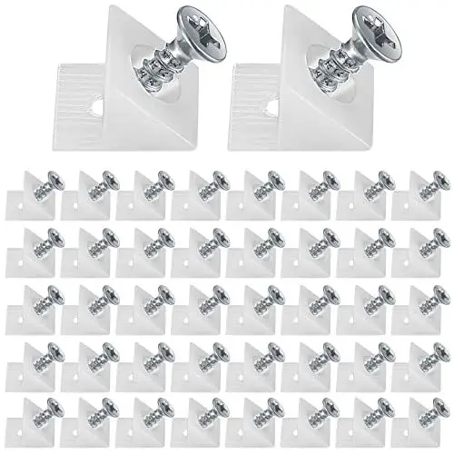 Produktbild: 120 Stk Rückwandverbinder, Schubladen Keile, Durchhängende Schubladenböden, Schrankrückwand, Kunststoff Rückwandhalter mit Schrauben - Weiß (120)