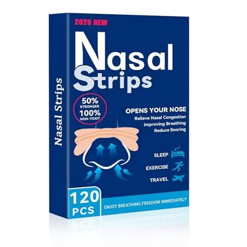 Produktbild: 120 Stück Nasenpflaster Schnarchen, Nose Strips Nasal Strips Verbesserter Typ Nasenpflaster Besser Atmen Gut Anti-Schnarchen, Nicht Schnarchende Pflaster Verbessern die Atmung (Teint)