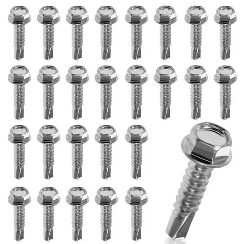 Produktbild: 120 Stück Selbstschneidende Schrauben, Blechschrauben, M4,2 x 16mm Bohrschrauben Edelstahl Selbstbohrende Schrauben, Edelstahl Blechschrauben, Sechskant Bohrschrauben