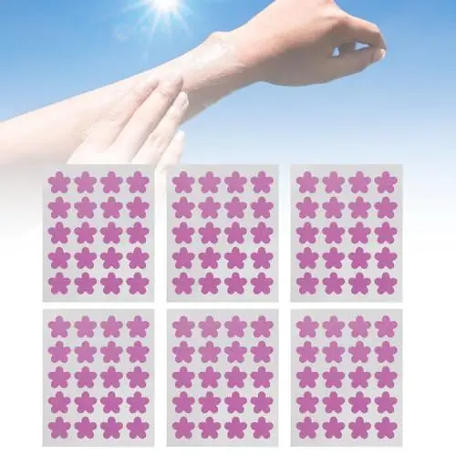 Produktbild: 120 Stück UV-Erkennungsaufkleber für Sonnenschutzmittel, Wiederverwendbare, Blumenförmige, Latexfreie, Selbstklebende Sonnenschutzpflaster für UV-Schutz