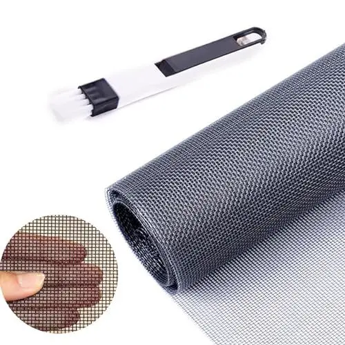 Produktbild: ZUGHXMS 120 x 250cm Fliegengitter Meterware, Fiberglas-Fliegengitter Gewebe, Insektenschutz Gaze Fenster Mesh mit Fensterputzbürste, Schutz gegen Mücken, UV-beständig für Fenster und Türen (Grau)