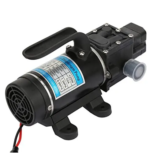 Produktbild: 120W elektrische Wasserpumpe 10L / m selbstansaugende Membranpumpe mit Überstromschutzvorrichtung für Hochdruckreiniger,Gartenbewässerung,Füllmaschinen(12V/24V)(12V 3210YD-12-120FS)