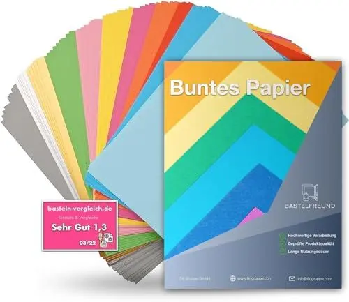 Produktbild: 120x Buntes Papier A4 120 g/m² - Bastelpapier bunt - Buntpapier - Druckerpapier zum Basteln & Gestalten - Tonpapier & Tonkarton