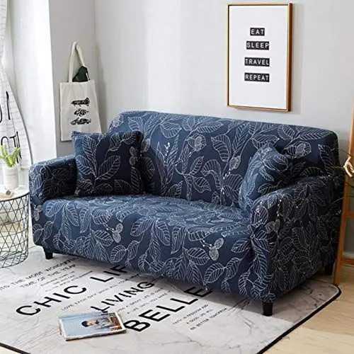 Produktbild: 1/2/3/4 Sitzer Stretch Sofabezug, Atmungsaktiv Wasserdicht Polyester Bedruckter Sofabezug, Sofa Schutzhülle mit Fixseil, Maschinenwaschbar (Dunkelblau)(2 posti)