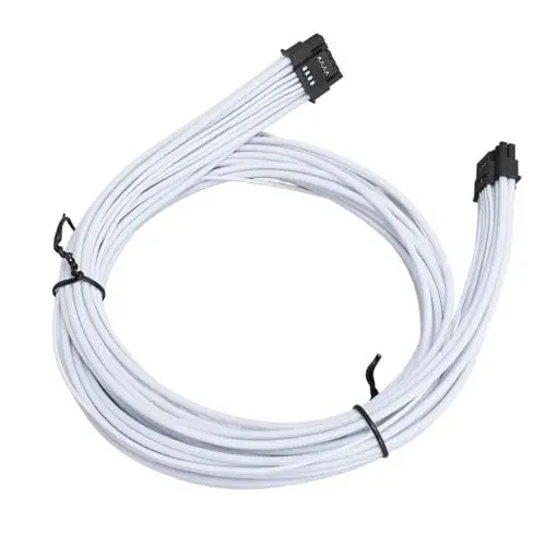 Produktbild: Tangxi 12+4Pin auf 12+4Pin Stromkabel, Verbesserte Leitfähigkeit PCIE 5.0 Netzteilkabel Kupferanschlüsse für RTX3090Ti GPU (WHITE)