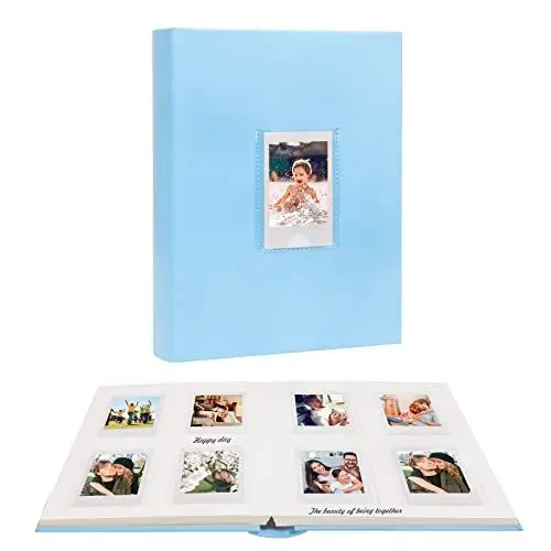 Produktbild: 128 Hüllen Fotoalbum mit Schreibfläche, Frontfenster, Für Polaroid Fotoalben 3 Zoll Kompatibel mit Fujifilm Instax Mini 12 11 9 99 8 40, Polaroid 300, HP Sprocket, K-Pop Fotokarten (Blau)