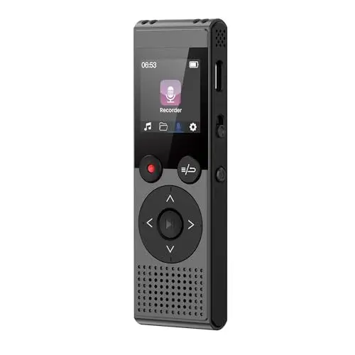Produktbild: 128GB Diktiergerät Digital - 3072kbps Aufnahmegerät Mini mit MP3-Player HD-Klangqualität Intelligente Geräuschunterdrückung Voice Recorder mit Sprachsteuerung Aufnahmefunktion für Vortrag - QIUOIO