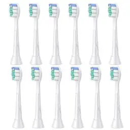 Produktbild: 12er Aufsteckbürsten Kompatibel mit Philips Sonicare Elektrische Zahnbürste Ersatzbürsten, Weiße Zahnbürstenköpfe.
