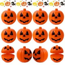 Produktbild: 12Pcs Halloween Süßigkeiten Eimer, Halloween Trick or Treat Mini Kürbis Eimer, Mini Kürbis Bucket Pail,Kürbis Mini Ornament Aufbewahrungsbox, Süßigkeiten Töpfe für Halloween Party Supplies Dekoration