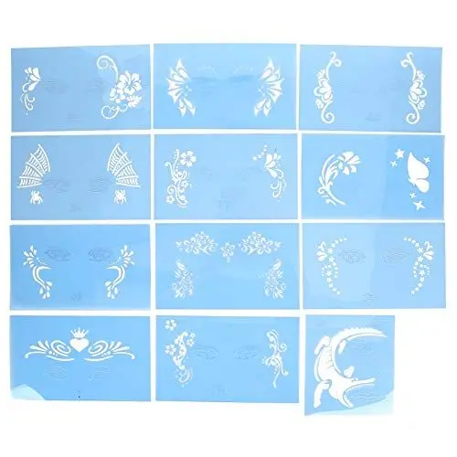 Produktbild: 12pcs PET Face Painting Schablonen Scale Templates, Wiederverwendbare Face Drawing Stencils Vorlagen für Kinder Kreation Halloween Weihnachtsfeier