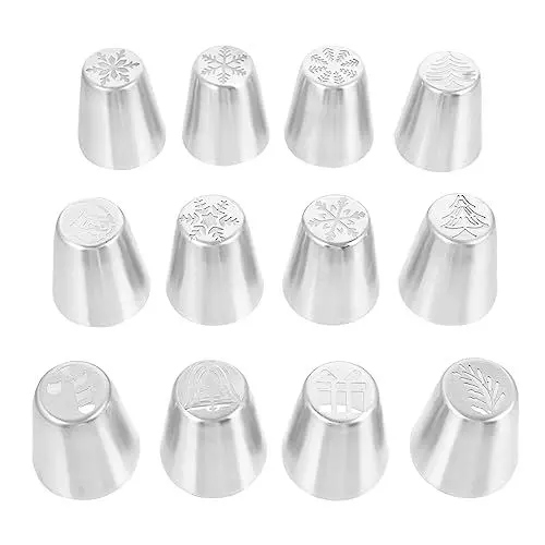 Produktbild: 12St Mund der Weihnachtsblume Glasur Spritztülle für Weihnachtsgebäck Keksdüsen weihnachtsbacken christmas cake decoration entzückende Düsen nützliche Düsen Rostfreier Stahl Silver MOLUCKFU