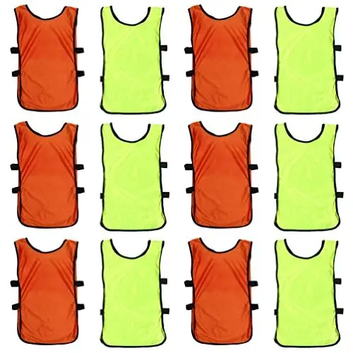 Produktbild: 12st Trainingsweste Trainings-mesh-westen Trikot-pennies Üben Scrimmage-trikot Trainingstrikot Der Mannschaft Trainingstrikots Grelle Farbe Kind Vitalität Fußballmütze Polyester