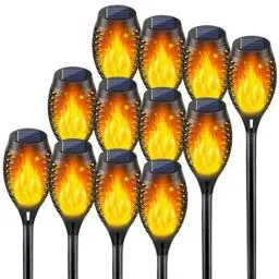 Produktbild: 12Stück Solar Lampe Outdoor, Solar Leuchten Außen Wetterfest, Solarlichter für Außen Balkon Beleuchtung Garten Deko, Solarfackeln LED Gartenbeleuchtung Solar Außen, Gartenlampen Solar Wetterfest