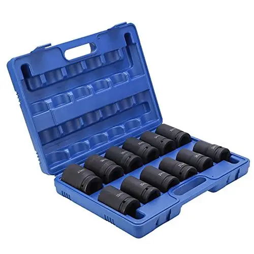 Produktbild: 12-teilig Schlagschrauber Nüsse Set, 1 zoll Kraft-Steckschlüssel-Einsatz Impact Socket Set Kraftsteckschlüssel-Set Steckschlüssel Steckschlüsselsatz 24–41 mm