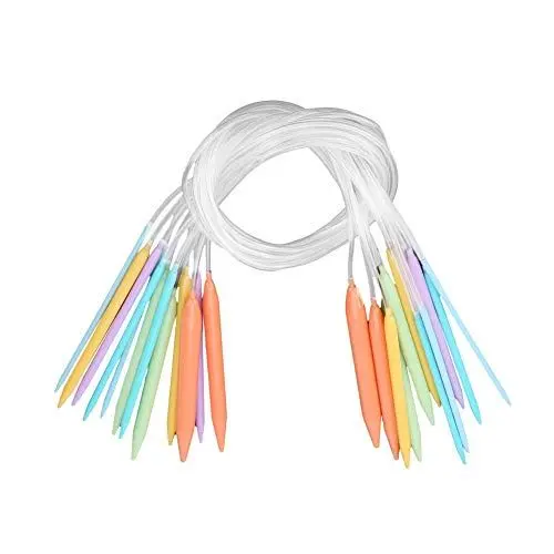 Produktbild: 12-teiliges Stricknadel-Set aus Kunststoff, Spitzes Stricknadel-Set, Mehrfarbiges Rundrohr-Stricknadel-Set, Pullover-Nadel-Set (80 cm lang)