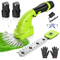 Produktbild: 12V Heckenschere Akku 2-in-1 Elektrisch Strauchschere Grasschere mit 2 Stück 1500mAh Akku und Ladegerät Gartenschere Elektrische Rasenschere mit 2 Messerlänge Schnittbreite Rasenkantenschneider