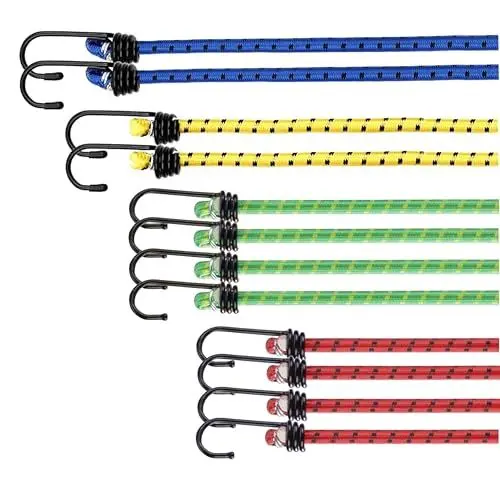 Produktbild: 10x Allzweck Expander Mit Haken & Extra Starke Gepäckspanner Set für Camping & Auto & Fahrrad - Spanngurte & Spanngummi - Autozubehör