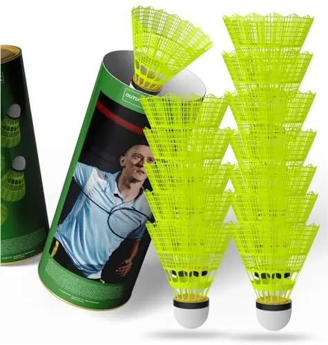 Produktbild: 12x Federbälle, gelb für Badminton: Für Training und Wettkampf - Federball Badmintonbälle für Outdoor und Indoor