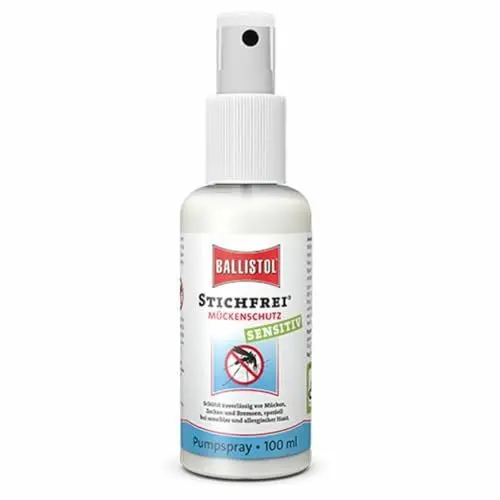 Produktbild: BALLISTOL 26915 Stichfrei Sensitiv Mückenschutz 100ml Spray - Insekten-Spray für Allergiker – 6h Schutz vor Zecken & Co.