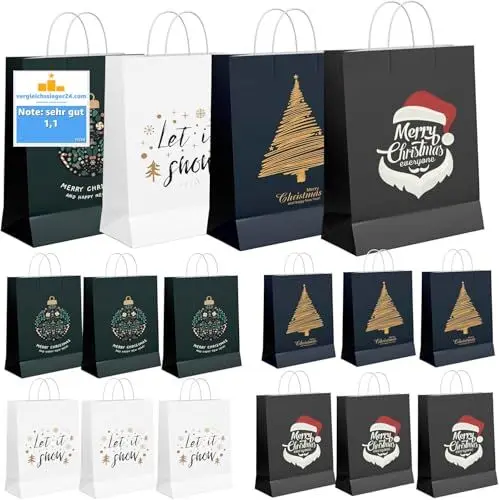 Produktbild: 12x XXL Weihnachtstaschen Weihnachten Geschenktüten Weihnachtstüte Geschenktaschen für Geschenke