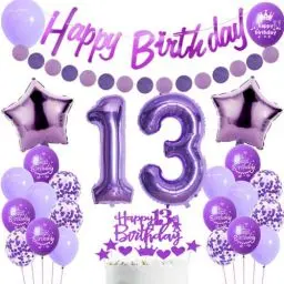 Produktbild: 13. Geburtstag Dekoration Mädchen, Lila Tortendeko 13. Geburtstag, Mädchen 13. Geburtstag Party Deko, Luftballons 13. Geburtstag Dekoration Lila,Geburtstagsdeko 13 Jahre Mädchen, Lila 13. Ballon