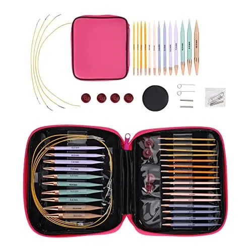 Produktbild: Gugxiom 13 Paar Austauschbare Rundstricknadeln, Strick-Starter-Set, Knit Picks Austauschbare Nadeln, Mit PU-Verpackung, Strick-Set Für Anfänger