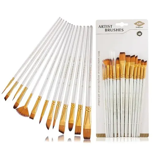 Produktbild: 13 Stück Pinselset, Aquarellpinsel Weiß Künstlerpinsel Acryl Feine Pinsel Set Nylon Borstenpinsel Ausschreibung Haarpinsel Set für Anfänger Künstler