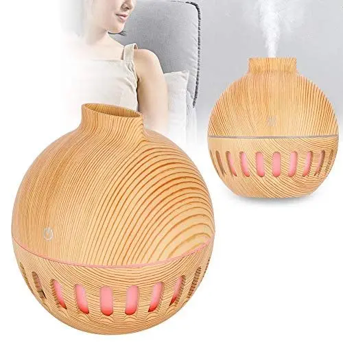 Produktbild: ZJchao 130 ml Aroma diffusor luftbefeuchter Humidifier, Ultraschall Holzmaserung ätherische ölevernebler Diffuser, LED Nachtlicht Ultra Leise für Schlafzimmer Kinderzimmer (Leichte Holzmaserung)
