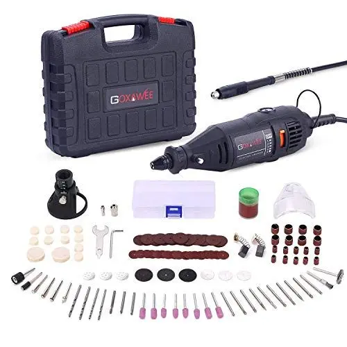 Produktbild: 130W Multifunktionswerkzeug, GOXAWEE Rotationswerkzeug Mit 140 teiligem Zubehör Set, 8000-30000RPM Gravierstift (zum Schneiden, Bohren, Gravieren, Polieren, Bastelprojekte & DIY Kreationen)