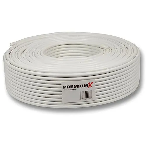 Produktbild: 135dB 50m PremiumX Basic Pro Koaxial SAT Kabel 5-Fach geschirmt Koaxialkabel Antennenkabel für 4K Ultra HD | DVB-S / S2 | DVB-C | DVB-T | BK Anlagen (0,52EUR/M)