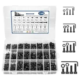 Produktbild: 1390 Stück M2 M3 M4 M5 Schrauben Set - Schrauben und Muttern Sortiment Set, Sechskantschrauben Set mit Aufbewahrungsbox - Hochwertiges Sortiment für Möbel, Hausdekoration Elektronikprodukte