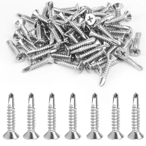 Produktbild: 140 STK M4.2 x 25mm Selbstschneidende Blechschrauben Selbstschneidende Schrauben Edelstahl Schrauben, Kreuzkopf Bohrschrauben, Selbstbohrende Schrauben Set, Phillips Flachkopfschrauben Holzschrauben